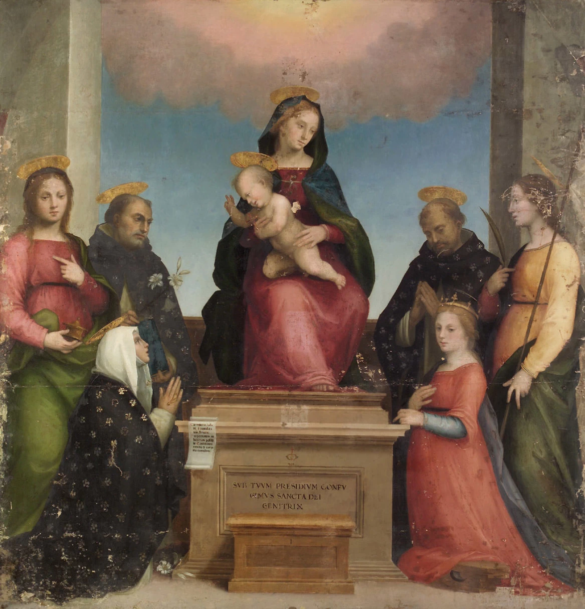 Maria con Bambino e S. Caterina da Siena, Caterina d'Alessandria, Maria Maddalena, Domenico, Pietro martire e martire - Kunsthistorisches Museum, Vienna